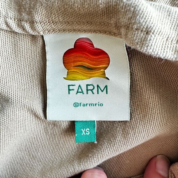 Farm Rio Tan Button Front Midi Skirt | Military Style Utility Skirt with Pockets - Picture 8 of 9